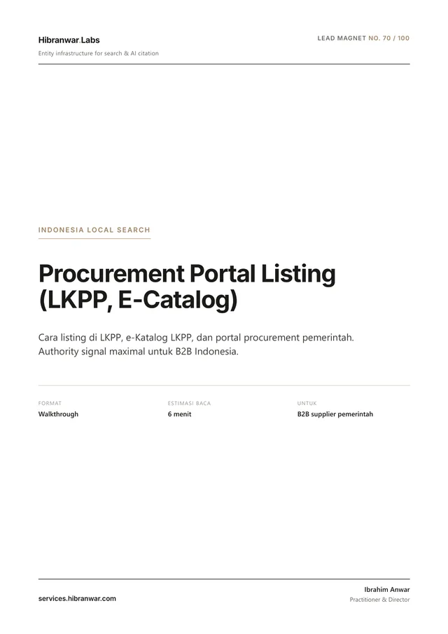 Procurement Portal Listing (LKPP, E-Catalog)