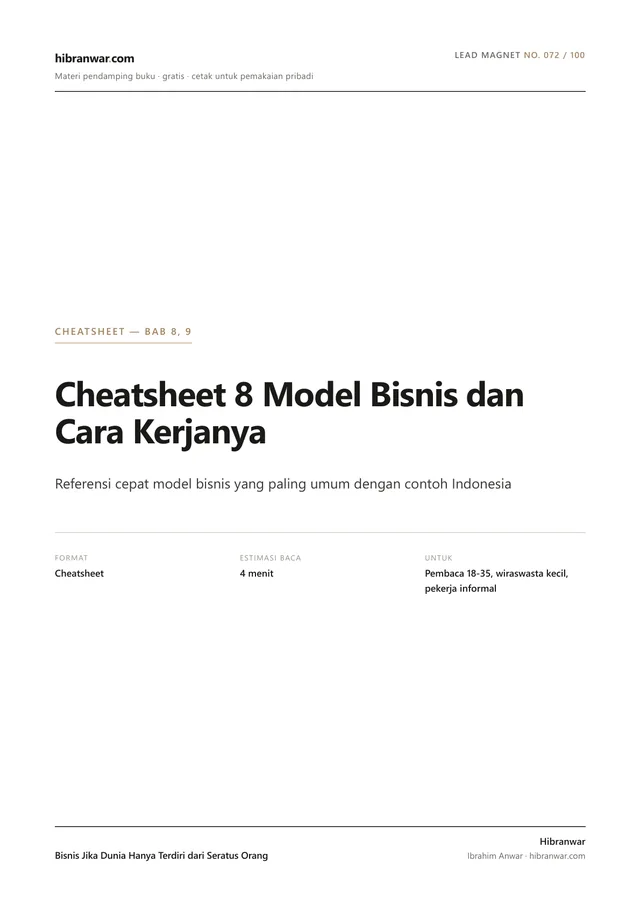 Cheatsheet 8 Model Bisnis dan Cara Kerjanya