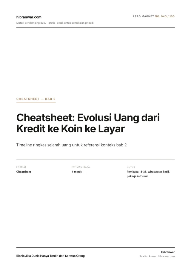 Cheatsheet: Evolusi Uang dari Kredit ke Koin ke Layar