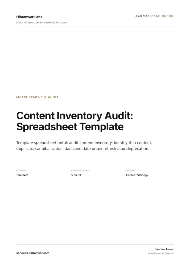Content Inventory Audit: Spreadsheet Template