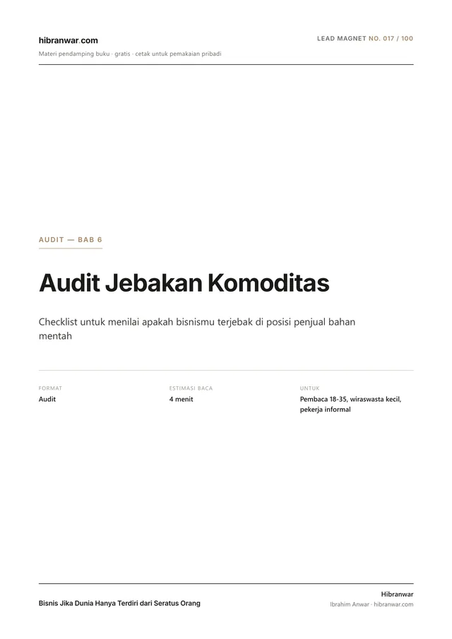 Audit Jebakan Komoditas