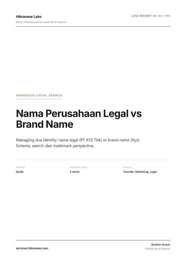 Nama Perusahaan Legal vs Brand Name