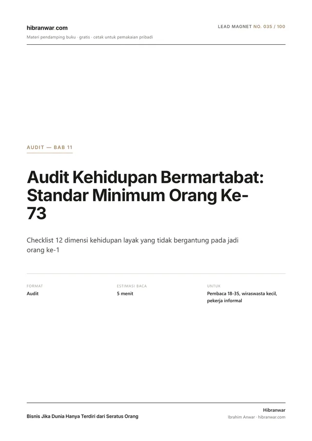 Audit Kehidupan Bermartabat: Standar Minimum Orang Ke-73