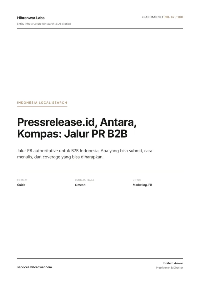 Pressrelease.id, Antara, Kompas: Jalur PR B2B