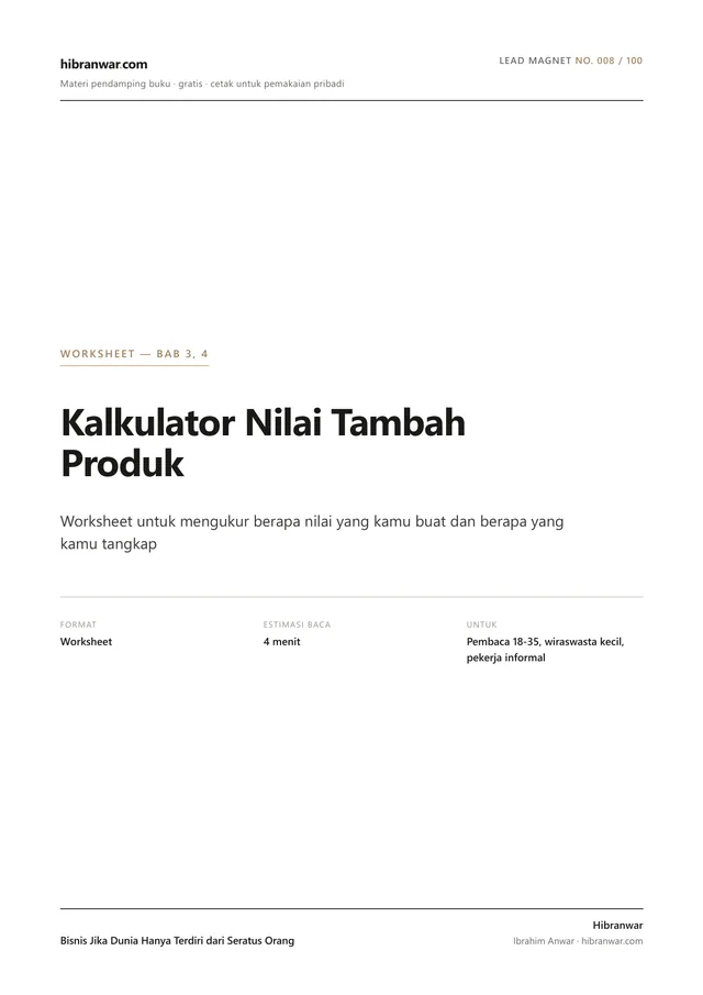 Kalkulator Nilai Tambah Produk