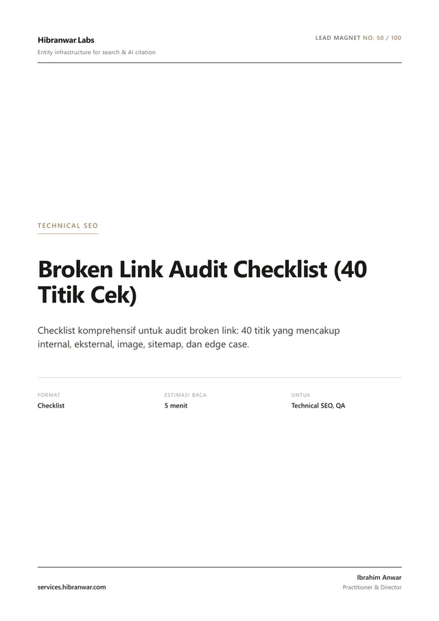 Broken Link Audit Checklist (40 Titik Cek)