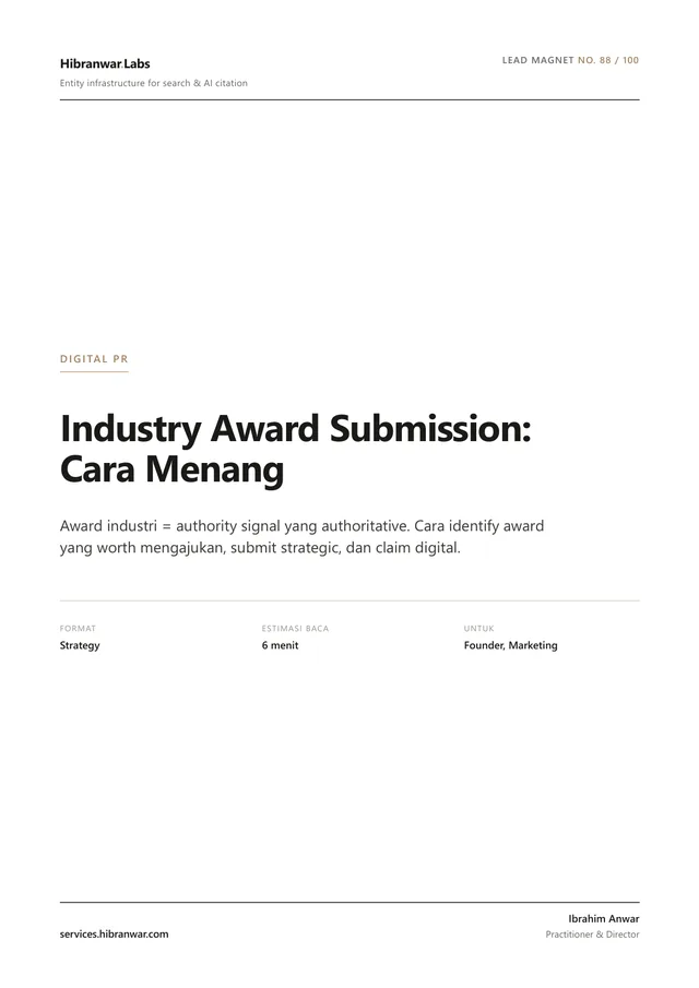 Industry Award Submission: Cara Menang
