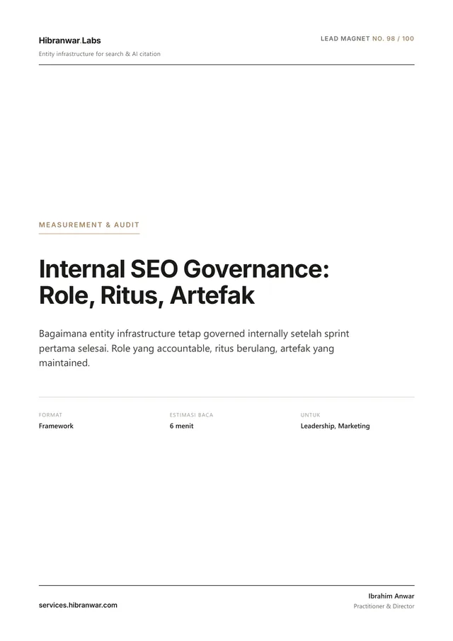 Internal SEO Governance: Role, Ritus, Artefak