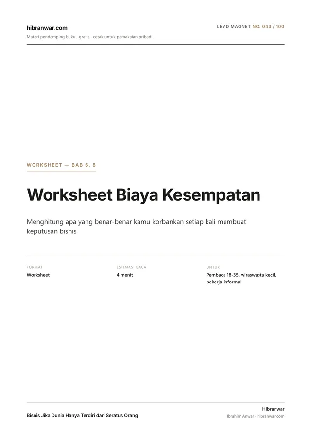 Worksheet Biaya Kesempatan