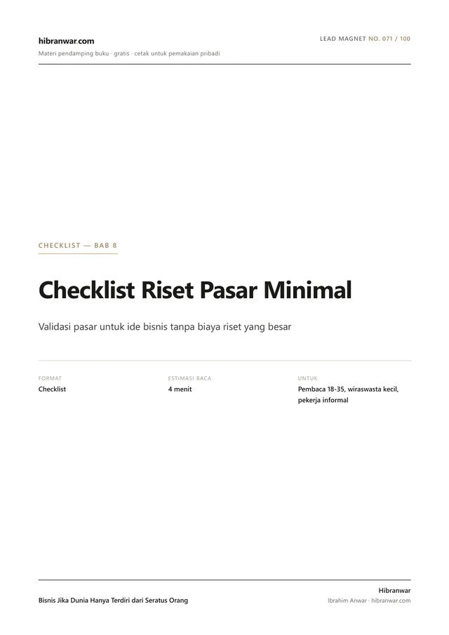 Checklist Riset Pasar Minimal