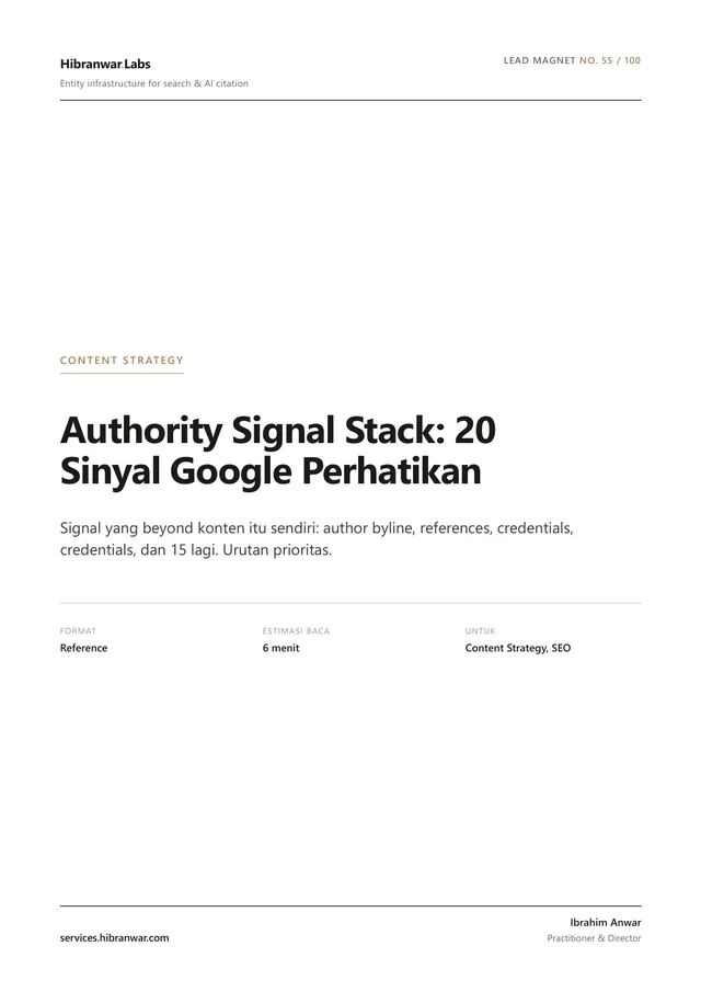 Authority Signal Stack: 20 Sinyal Google Perhatikan