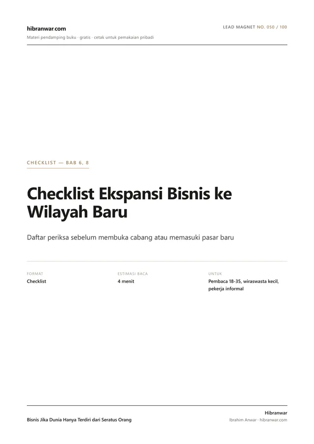 Checklist Ekspansi Bisnis ke Wilayah Baru
