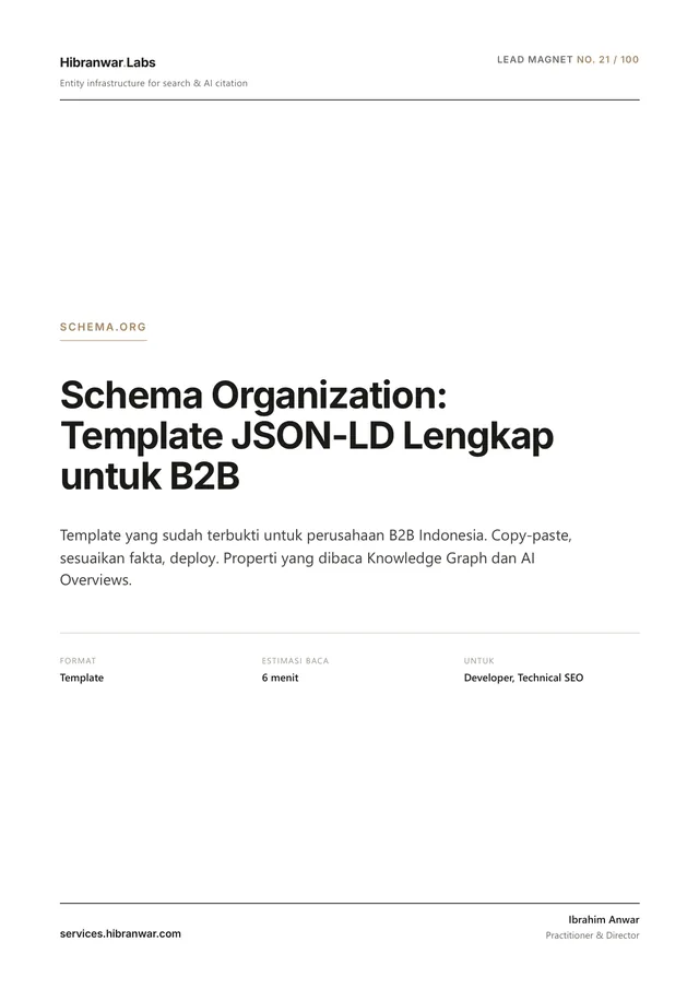 Schema Organization: Template JSON-LD Lengkap untuk B2B