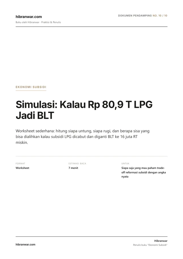 Worksheet: Simulasi Net Benefit BLT Rp 80,9 T untuk RT Miskin