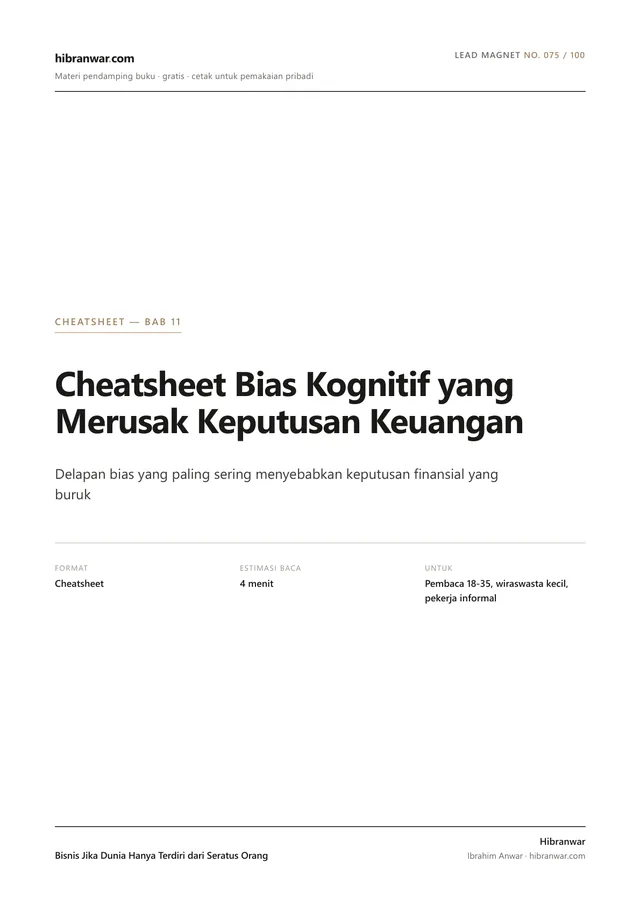 Cheatsheet Bias Kognitif yang Merusak Keputusan Keuangan
