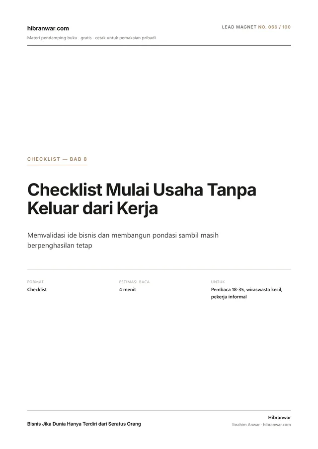 Checklist Mulai Usaha Tanpa Keluar dari Kerja
