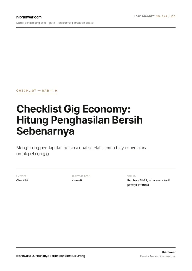 Checklist Gig Economy: Hitung Penghasilan Bersih Sebenarnya