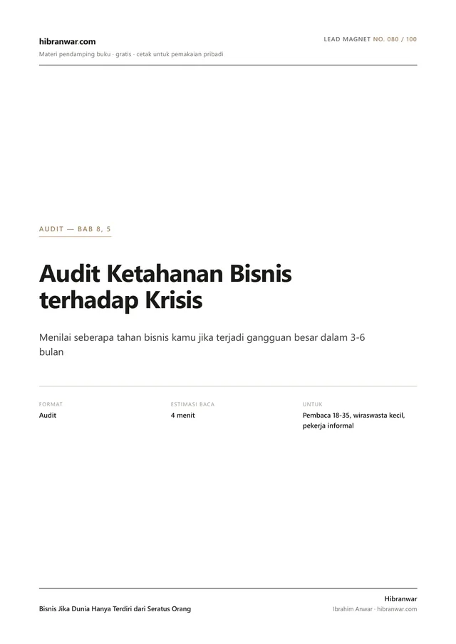 Audit Ketahanan Bisnis terhadap Krisis