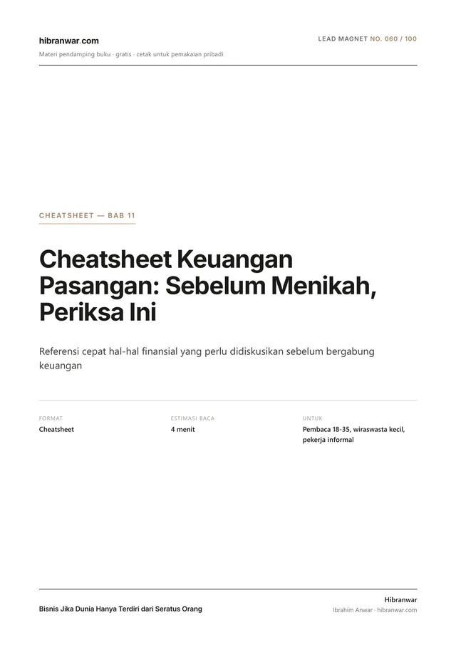 Cheatsheet Keuangan Pasangan: Sebelum Menikah, Periksa Ini