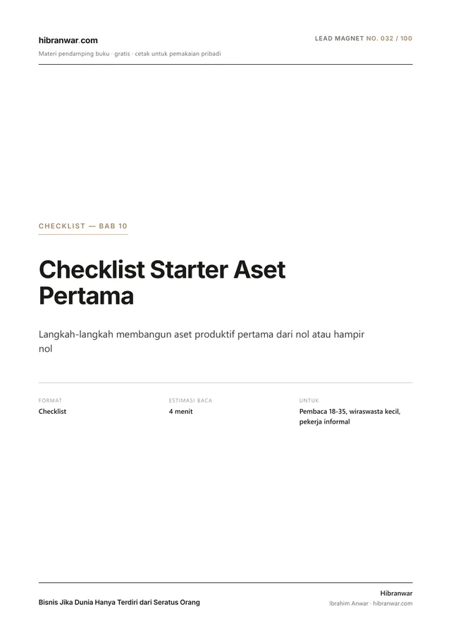 Checklist Starter Aset Pertama