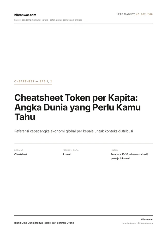 Cheatsheet Token per Kapita: Angka Dunia yang Perlu Kamu Tahu