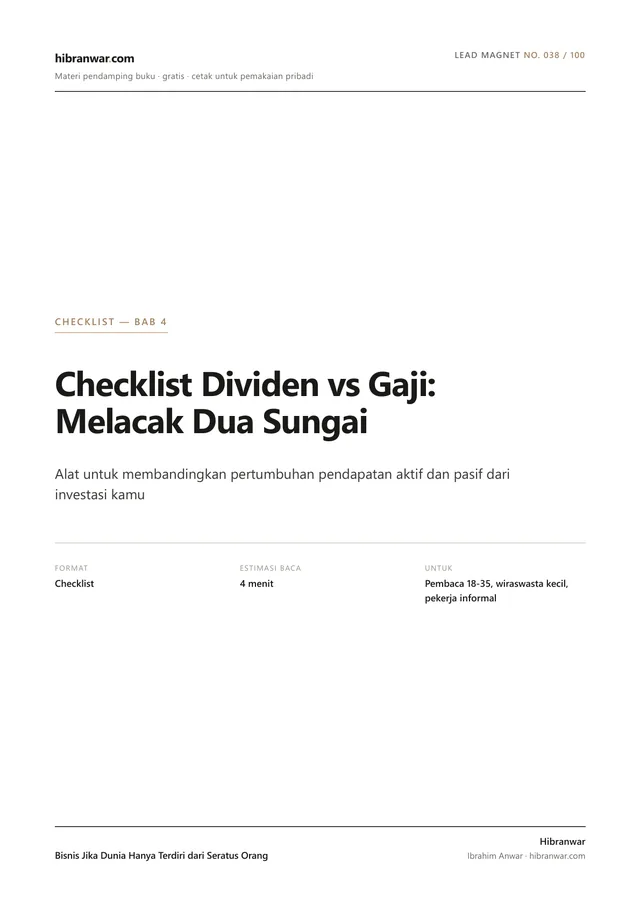 Checklist Dividen vs Gaji: Melacak Dua Sungai