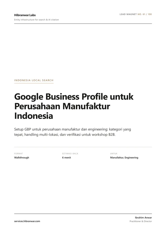 Google Business Profile untuk Perusahaan Manufaktur Indonesia