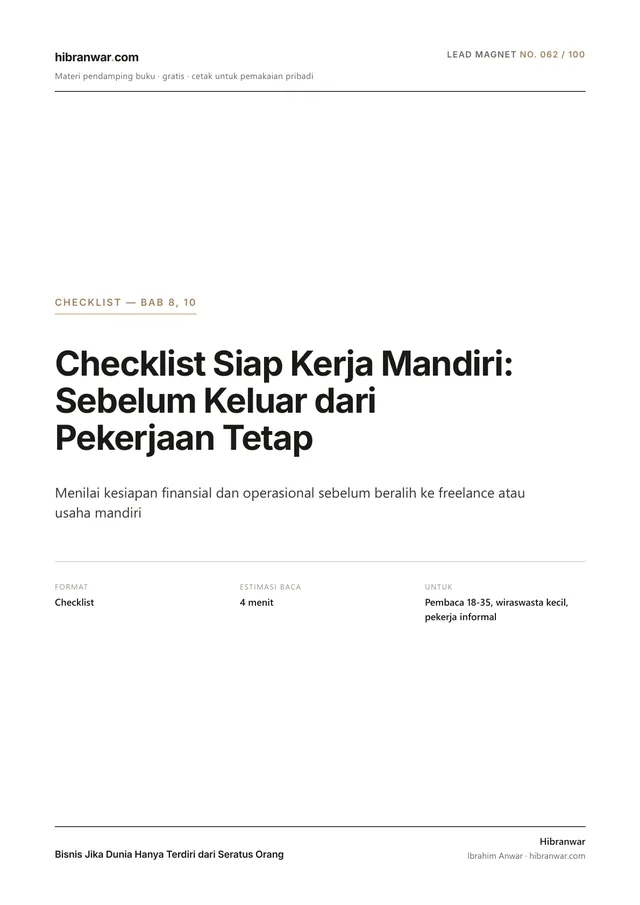 Checklist Siap Kerja Mandiri: Sebelum Keluar dari Pekerjaan Tetap