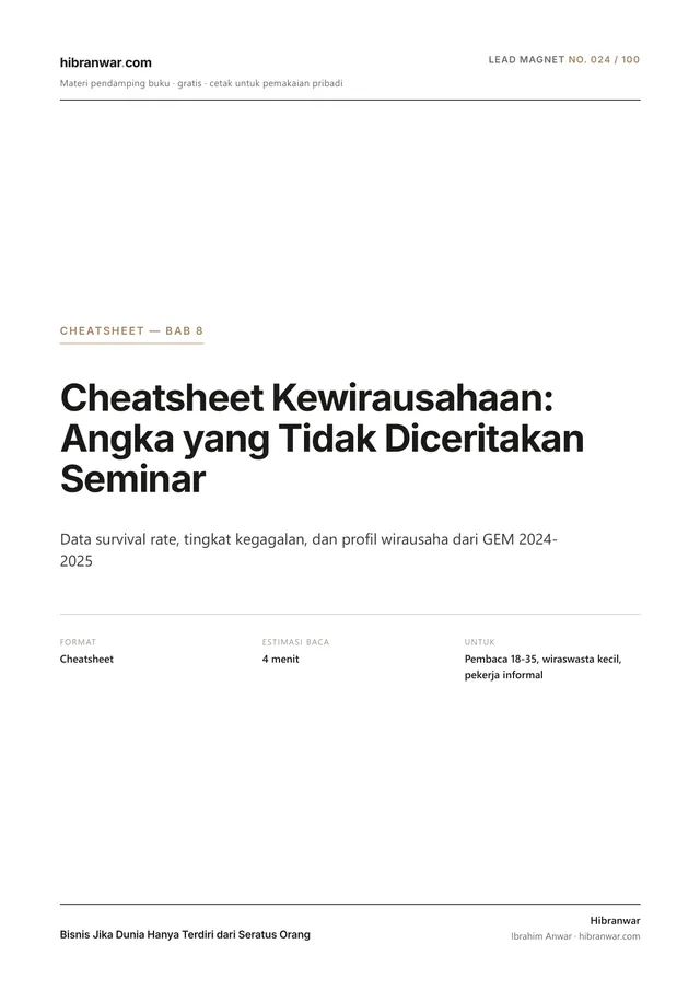 Cheatsheet Kewirausahaan: Angka yang Tidak Diceritakan Seminar