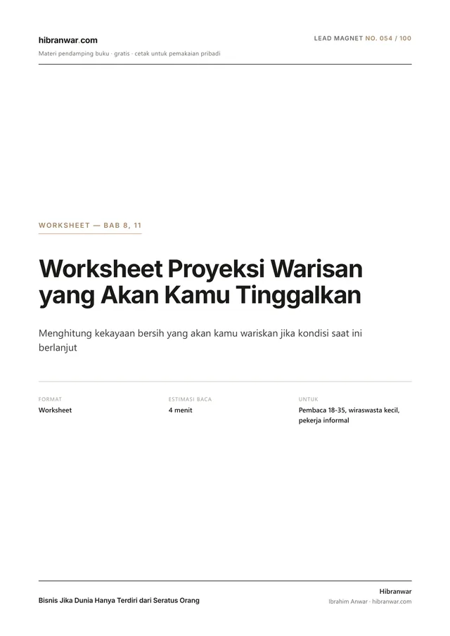 Worksheet Proyeksi Warisan yang Akan Kamu Tinggalkan