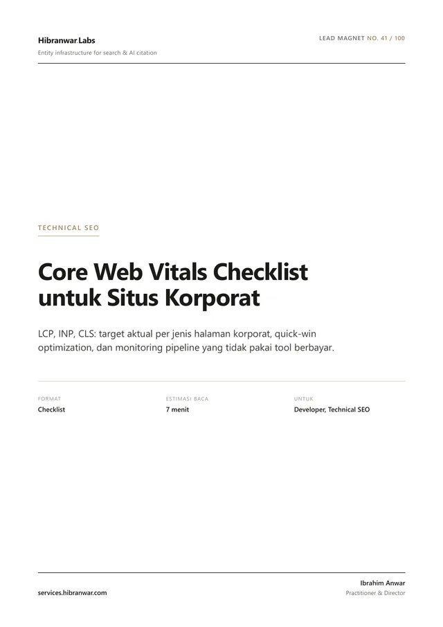 Core Web Vitals Checklist untuk Situs Korporat