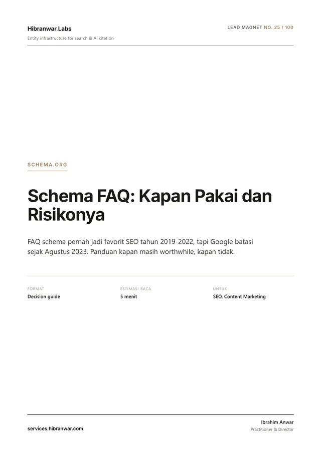 Schema FAQ: Kapan Pakai dan Risikonya