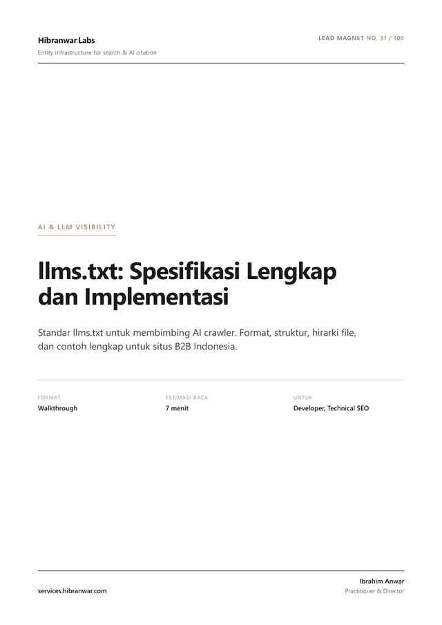 llms.txt: Spesifikasi Lengkap dan Implementasi
