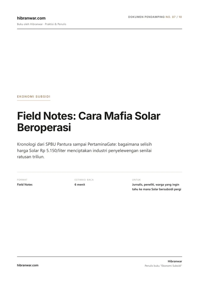 Field Notes: Cara Rent-Seeking Bekerja di Rantai Distribusi Solar