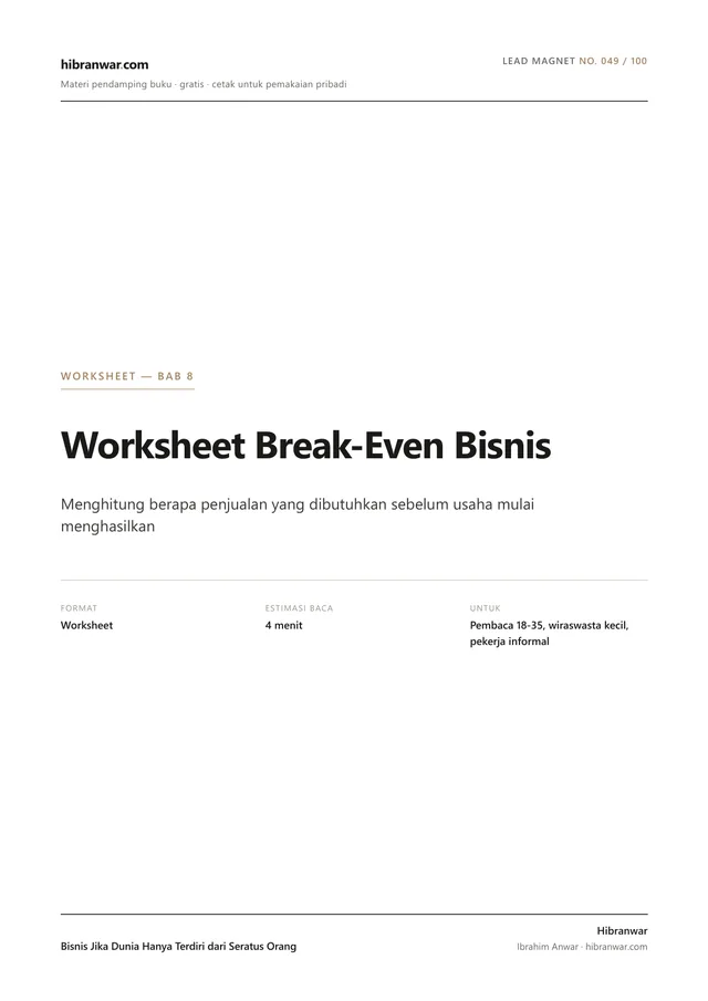 Worksheet Break-Even Bisnis