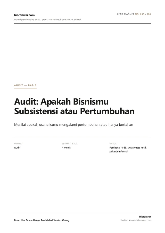 Audit: Apakah Bisnismu Subsistensi atau Pertumbuhan