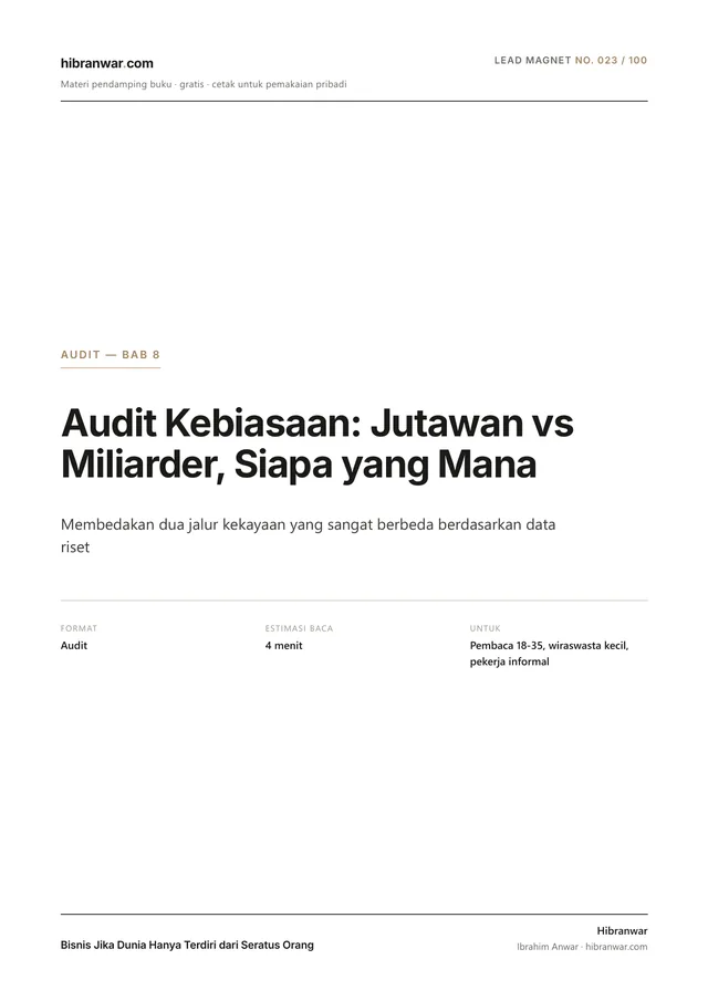 Audit Kebiasaan: Jutawan vs Miliarder, Siapa yang Mana