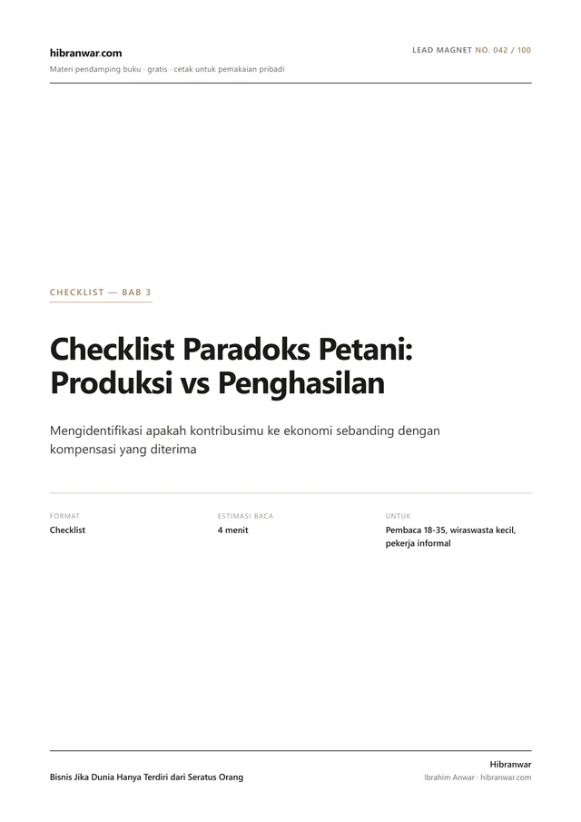 Checklist Paradoks Petani: Produksi vs Penghasilan