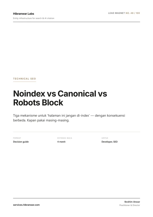 Noindex vs Canonical vs Robots Block