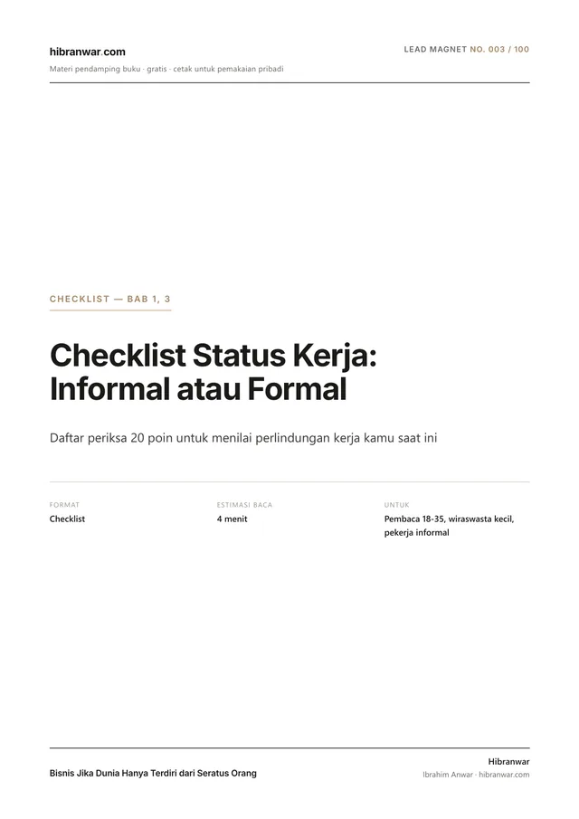 Checklist Status Kerja: Informal atau Formal