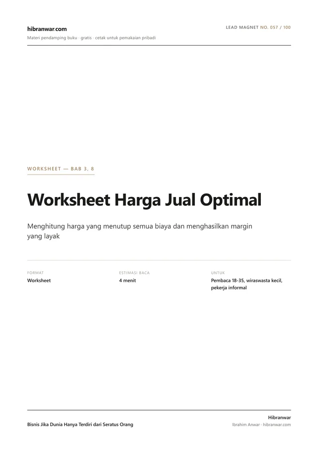 Worksheet Harga Jual Optimal