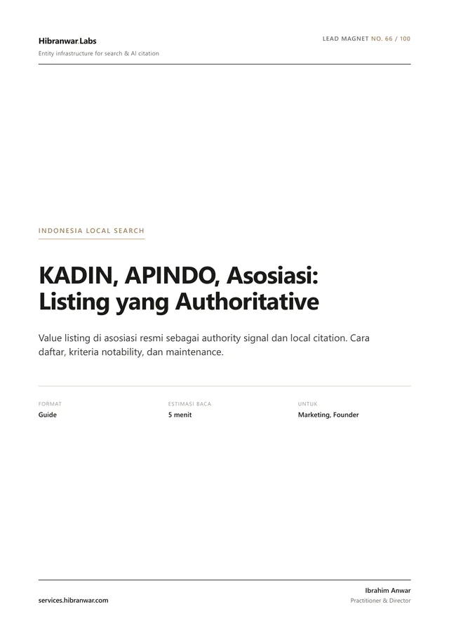 KADIN, APINDO, Asosiasi: Listing yang Authoritative