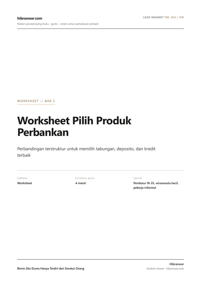Worksheet Pilih Produk Perbankan